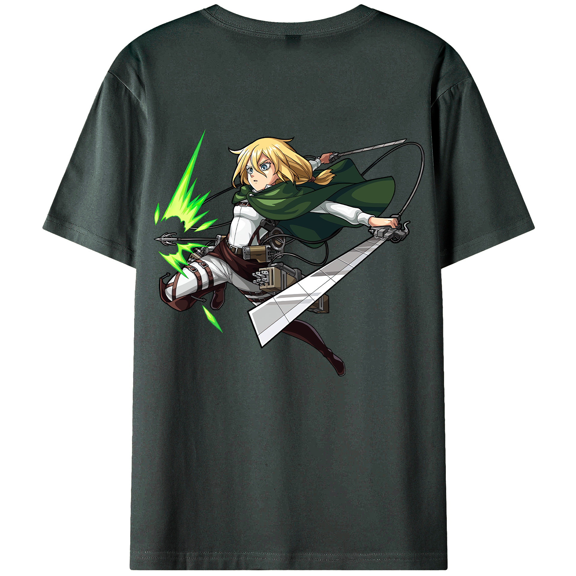 （画像用） 進撃の巨人 クリスタ·レンズ Attack on Titan Christa Lenz 綿100％ メンズ半袖Tシャツ（バックプリント） 通気性
